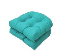 FYHTC 2 Pieces U Shaped Cushion Sofa Rattan Chair Cushion Wicker Seat Cushion Chair Cushion for Indoor and Outdoor Use, Patio Cushion(Lake blue)