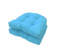 FYHTC 2 Pieces U-Shaped Rattan Chair Cushion for Indoor and Outdoor Patio Wicker Seat Use (Blue)