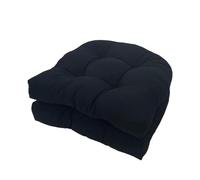 FYHTC 2 Pieces U Shaped Rattan Chair Cushion Wicker Seat for Indoor and Outdoor Use, Patio (Black)