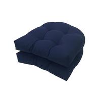 FYHTC 2 Pieces U Shaped Sofa Cushion - Rattan Wicker Seat for Indoor and Outdoor Use, Patio Chair (Navy Blue)