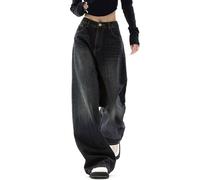 FYHTC Women Wide Leg Jeans High Waist Baggy Jeans for Women Loose Boyfriends Jeans Denim Pants Y2K 90s(Black,XS)