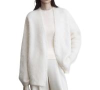 FYHTC Womens Fuzzy Mohair Cardigan Sweaters V Neck Button Down Long Sleeve Fluffy Knit Open Front Slouchy Furry Sweater