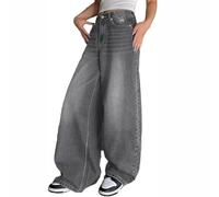 FYHTC Women's Wide Leg Jeans, Baggy Straight Jeans High Waist Palazzo Pants Elegant Casual Pants with Pockets(Gray,Medium)