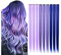 FYHTSD Blue Lavenser Light Purple Princess Hair Accessories Wig Pieces Clip in Colored Hair Extensions for Girls Halloween Chritmas Party Highlight Multiple Colors Hairpieces for Teens Adult Women