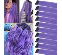 FYHTSD Lavende Hairpieces Highlights Straight Clip in Colored Hair Extensions for Girls and Women (Lavender color)