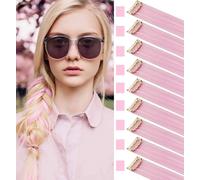 FYHTSD Light Children's Wig Pieces Hair 9PCS Pink Colored Extensions