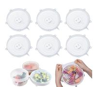 Fyihoxi Silicone Lids Pack of 6 Stretchy Silicone Lids Silicone Stretch Lid BPA Free Reusable Silicone Cover Round Silicone Stretch Lids Universal Lid for Bowls, Cups, Cans, Fruit