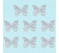 FYJDI 10 Pcs Butterfly Iron on Rhinestone Patches Rhinestone Applique Glitter Shiny Patches Appliques Glitter Repair Patch Rhinestone Hot Fix Applique for Wedding Clothing Decoration, 2 x 1.57 inch