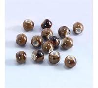 FYJDI 100 Pcs 12mm Chinese Ceramic Beads Large Hole Porcelain Round Beads Spacer Loose Bead Handmade Polished Craft Beading for Necklaces Earrings Bracelets Making DIY Crafts