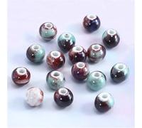 FYJDI 100 Pcs 6mm Chinese Ceramic Beads Large Hole Porcelain Round Beads Spacer Loose Bead Handmade Polished Craft Beading for Necklaces Earrings Bracelets Making DIY Crafts