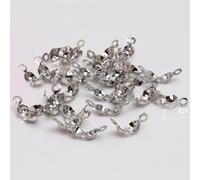 FYJDI 100 Pcs Bead Tips Knot Covers Bulk 4mm Width Open End Caps Knot Covers Fold Over Bead Tips Crimp Beads Ends Knot Cover for Jewelry Making DIY Bracelet Necklaces Earrings
