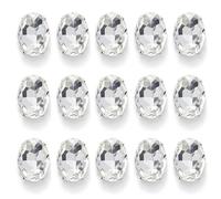 FYJDI 50 Pcs Oval Rhinestones for Crafting 13 x 18 mm Transparent Flat Back Claw Rhinestones Sew on Crystal Clear Glass Rhinestone for Jewelry Making Clothes Shoes Bags DIY Sewing Crafts