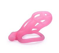 FYJENNICC Cobra 2.0 Chastity Cage - Lightweight Resin Male Chastity Device with Invisible Lock,Bondage Gear for Men Beginner-Friendly Design with 4 Adjustable Rings Adult Sex Toy (Pink, Small)