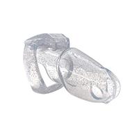 FYJENNICC HT-V4 Penis Cage Chastity Cage for Men | 5 Adjustable Wide Rings & 6 Colors | Beginner-Friendly | Adult Sex Toy with Sizing Guide (Transparent with Silver Sparkles, Maxi)