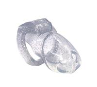 FYJENNICC HT-V4 Penis Cage Chastity Cage for Men | 5 Adjustable Wide Rings & 6 Colors | Beginner-Friendly | Adult Sex Toy with Sizing Guide (Transparent with Silver Sparkles, Standard)