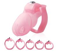 FYJENNICC HT-V5 Male Chastity Cage - Lightweight Resin Male Chastity Cage with Click&Lock Key | Ergonomic Design| Bondage Gear &Adult Sex Toy for Men - Includes 5 Ring Sizes (Pink, Standard)