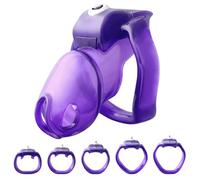 FYJENNICC HT-V5 Male Chastity Cage - Lightweight Resin Male Chastity Cage with Click&Lock Key | Ergonomic Design| Bondage Gear &Adult Sex Toy for Men - Includes 5 Ring Sizes (Purple, Standard)