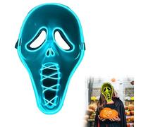 FYKTIK Ghost Face Mask, Halloween LED Screm Mask Scary Skull Mask, Full Head Horror Masks for Cosplay, Costume Party & Spooky Decorations (Light Blue)