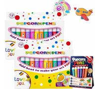 FYKTIK Magic Popcorn Pens for Kids, DIY 3D Bubble Popcorn Drawing Pens 3D Art Pen, Magic Colourful Puffy Pens Greeting Birthday, Puffy Embellish Decorate Graffiti Stationery, 2PCS