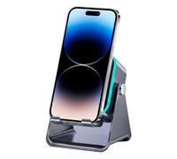 FYKTIK Wireless Induction Bluetooth Speaker with Adjustable Phone Stand, 4-in-1 Multifunctional Stereo Sound Bluetooth Speaker for 4-13" Phone, 8 RGB Ambient Light (Square, Black)