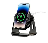 FYKTIK Wireless Induction Bluetooth Speaker with Adjustable Wireless Charging Phone Stand, 5-in-1 Multifunctional Stereo Sound Bluetooth Speaker for 4-13" Phone, 8 RGB Ambient Light (Round, Black)