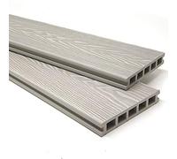 Fylde Decking | 3.6m Composite WPC Decking Boards - Deep Embossed Woodgrain Plastic Boards | 4 Colours Avaliable | (6 sqm | 12 Boards, Ash White)