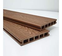 Fylde Decking | 3.6m Composite WPC Decking Boards - Deep Embossed Woodgrain Plastic Boards | 4 Colours Avaliable | (7 sqm | 14 Boards, Teak Brown)
