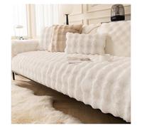 Fylldso Thick Rabbit Plush Sofa Covers 1 2 3 Seater, Non-Slip Sofa Slipcovers for Corner L Shape，I Shape, Warm and Funny Fuzzy Sofa Cover, Washable Furniture Protector(Off-white,90x210cm)