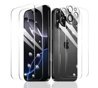 Fylnatc 2×Screen Protector for iPhone 16 Pro Max + 2×Camera Lens Protector + 2×Back Tempered Glass Film, 9H Hardness Case Friendly HD Clear Scratchproof Impact Protection