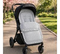 FYLO Universal Broderie Anglaise Pushchair Footmuff with Cosy Toes -Soft Frilly Liner with Lace Trim -Compatible with Cosatto - All Prams, Strollers, Buggies -Newborn to Toddler (Grey)