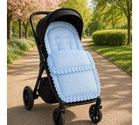 FYLO Universal Broderie Anglaise Pushchair Footmuff with Cosy Toes -Soft Frilly Liner with Lace Trim -Compatible with Nuna - All Prams, Strollers, Buggies -Newborn to Toddler (Blue)