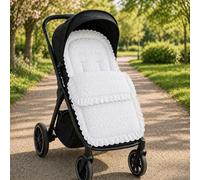 FYLO Universal Broderie Anglaise Pushchair Footmuff with Cosy Toes -Soft Frilly Liner with Lace Trim -Compatible with Bugaboo - All Prams, Strollers, Buggies -Newborn to Toddler (White)