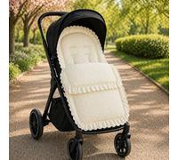 FYLO Universal Broderie Anglaise Pushchair Footmuff with Cosy Toes -Soft Frilly Liner with Lace Trim -Compatible with Cosatto - All Prams, Strollers, Buggies -Newborn to Toddler (Cream)