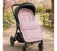 FYLO Universal Broderie Anglaise Pushchair Footmuff with Cosy Toes -Soft Frilly Liner with Lace Trim -Compatible with Graco - All Prams, Strollers, Buggies -Newborn to Toddler (Pink)