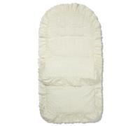 FYLO Universal Broderie Anglaise Pushchair Footmuff with Cozy Toes -Soft Frilly Liner with Lace Trim -Compatible with Egg & All Prams, Strollers, Buggies -Newborn to Toddler (Cream)