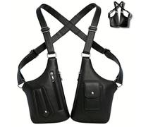 Fylozonu Double Shoulder Armpit Bag,Leather Adjustable Underarm Shoulder Bag for Men,Men Anti-Theft Underarm Wallet Pocket Holster Phone Leisure Double Shoulder Pouch