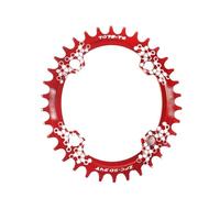 Fymlok Chainring,Bicycle Chainring 104BCD Bicycle Chainring 30T-42T Round Oval Bicycle Chainwheel Aluminum Narrow Wide Chainring Mountain Bike Parts(30T,Oval Red)