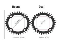 Fymlok Chainring,Bicycle Chainring MTB Bike Chainring 104bcd Crown Bicycle Chain Wheel Round/Oval(Oval,38T_RED)
