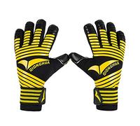 Fymlok Goalkeeper Gloves Professional Men Goalkeeper Gloves Women Thickened Latex Soccer Football Goalie Children Breathable Goal Keeper(Black Yellow,9)