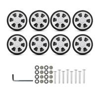 Fymlok Luggage Wheel Replacement 8Pcs 60x12mm Luggage Replacement Wheels Universal Double Rubber Suitcase Repair Kits Easy Installation(Silver)