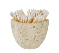 Fymlok Match Jar Concrete Match Holder with Striker-Beautiful Petal Shape Match in Jar-for Cute/Fancy/Long Candle Matches,Refresh Any Modern Home Decor with Premium floral Jar-No Matches(Milky beige)