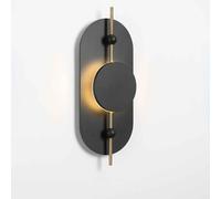 FYMLP 22.8IN Wood Grain Wall Sconces 3000K-6000K Dimmable Wall Light Modern Creative Oval Iron Wall Lamps for Bedroom Bathroom Mirror Hallway(Dark)