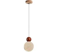 FYMLP Japanese Style Vintage Hanging Lamp Round Yellow Travertine Chandeliers Modern Mini Globe Wood Pendant Light for Living Room Office Entryway