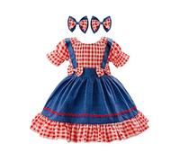 FYMNSI Baby Dorothy Costume The Wizard of Oz for Girl Toddler Kids Halloween Cosplay World Book Day Week Dress Up Role Play Photo Props Carnival Birthday Party School Stage Performance Red 2-3 Years