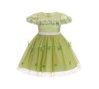 FYMNSI Baby Girls Birthday Party Dress Infant Toddler Kids 3D Flower Butterfly Tulle Tutu Princess A-line Tulle Dresses for Wedding Pageant Baptism Evening Formal Occasion Ball Gown Green 18-24 Months