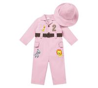 FYMNSI Baby Girls Boys Jungle Safari 2nd Second Birthday Outfit Two Years Old Party Toddlers Zookeeper Suit Kids Froest Adventure Explorer Clothes Long Sleeve Jumpsuit with Hat Pink 2nd 18-24 Months