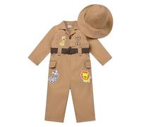 FYMNSI Baby Girls Boys Jungle Safari 2nd Second Birthday Outfit Two Years Old Party Toddlers Zookeeper Suit Kids Froest Adventure Explorer Clothes Long Sleeve Jumpsuit with Hat Brown 2-3 Years