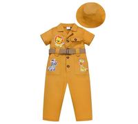 FYMNSI Baby Girls Boys Jungle Safari 3rd Birthday Outfit Three Years Old Party Toddlers Zookeeper Suit Kids Froest Adventure Explorer Clothes Short Sleeve Jumpsuit with Hat Yellow 2-3 Years