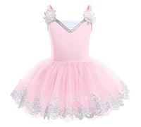 FYMNSI Ballet Tutu Dance Dresses for Girls Gymnastics Leotards Bodysuit with Tulle Tutu Skirt Princess Dress Classic Basic Class Training Outfit Ballerina Dancewear Dress Up Costume Pink 3-4 Years