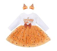 FYMNSI Birthday Girl Dress for 1st 2nd 3rd 4th 5th Baby Toddler Kids One Two Three Four Five Years Old Party Long Sleeve Tulle Tutu Princess Dresses Cake Smash Photo Shoot Fall Orange 18-24 Months
